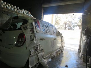 My rental car getting fixed
