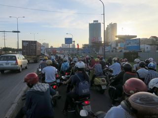 Motorbikes jams are everywhere in Saigon
